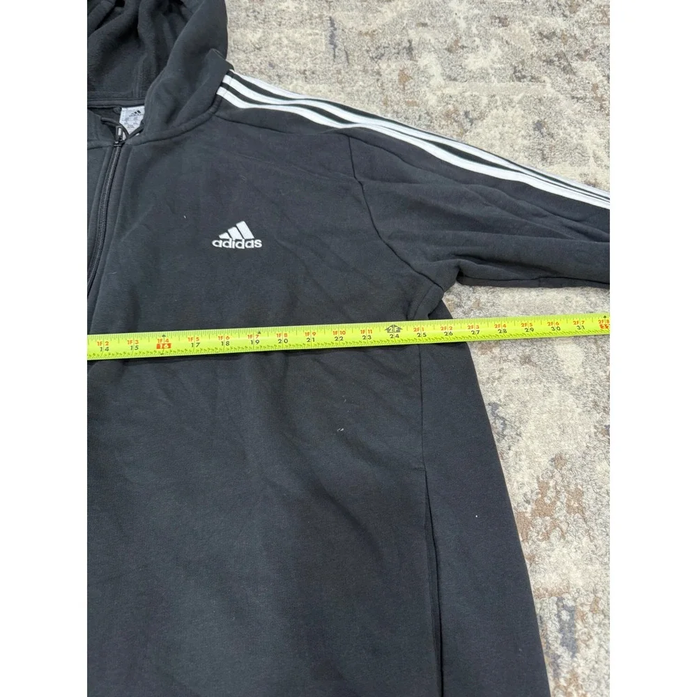 Adidas Essentials 3-Stripes Full Zip‎ Hoodie Black White Mens 2XL IB4029